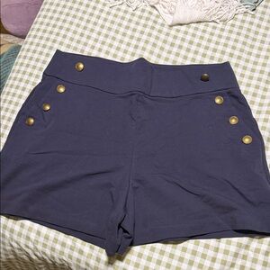 Nautica Navy High-Waist Shorts with Gold Buttons